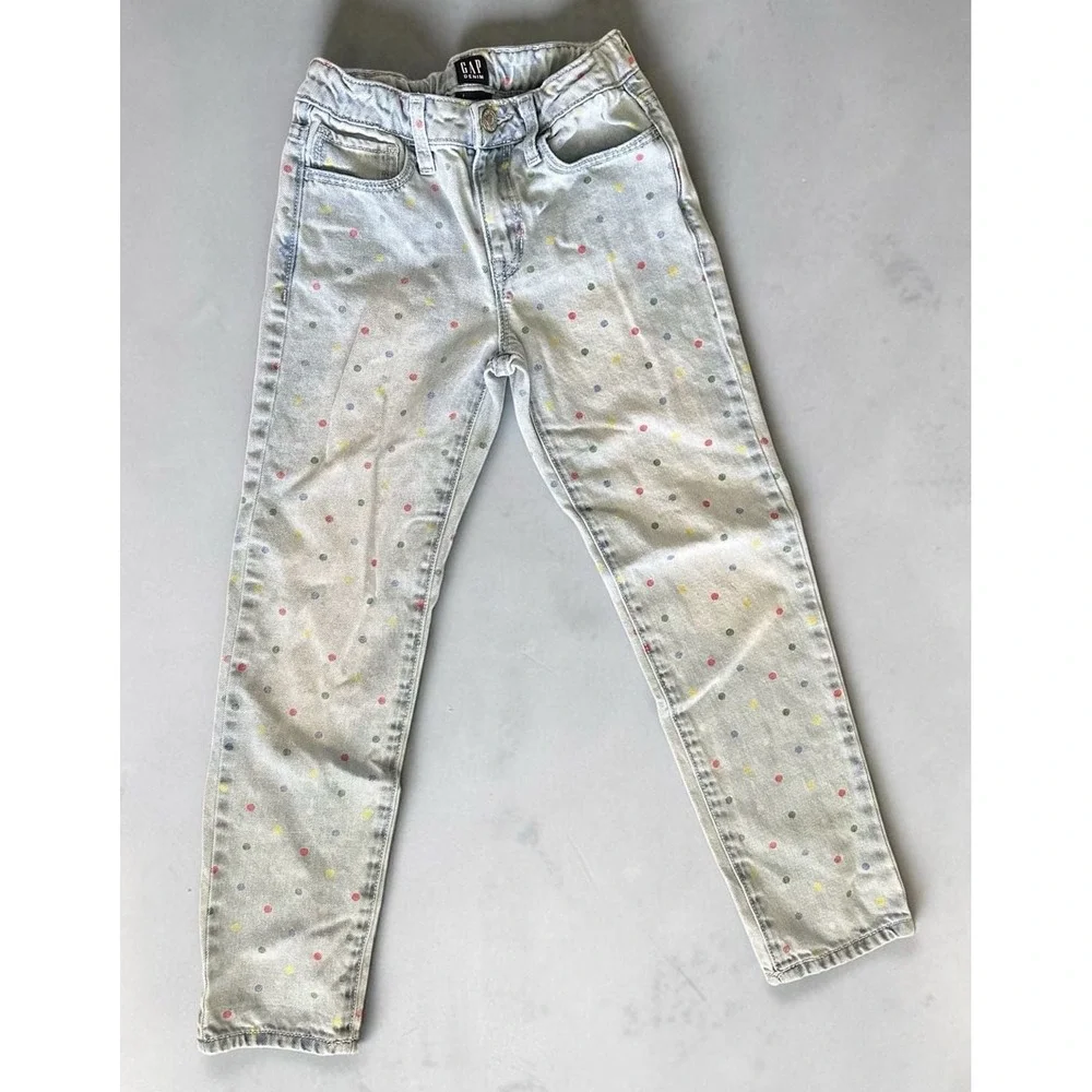 Gap Denim Girls Size 7 Girlfriend Fit Polka Dot Jeans